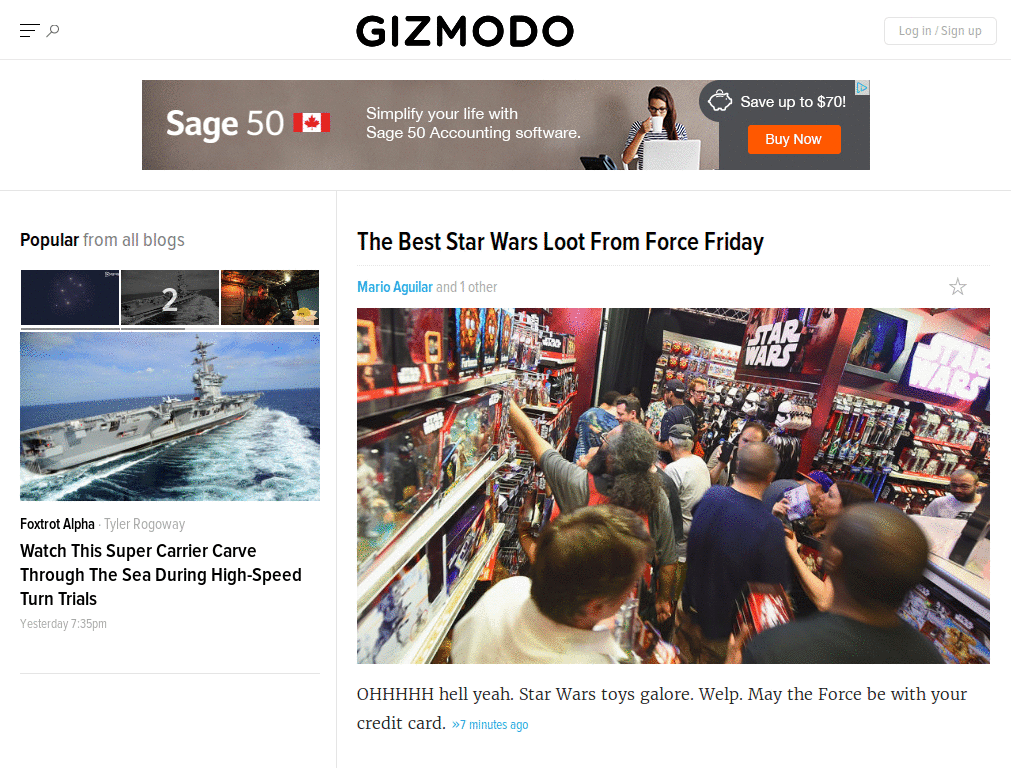 Gizmodo.com, Lifehacker.com: just the articles
