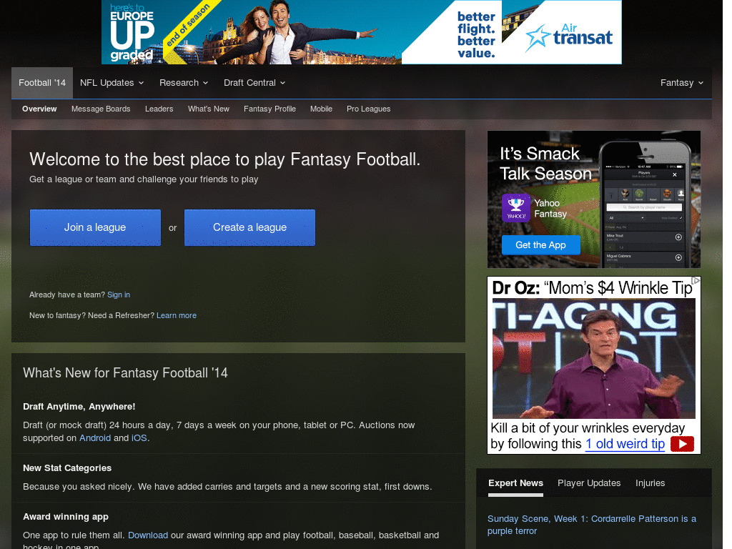 yahoo fantasy header remove