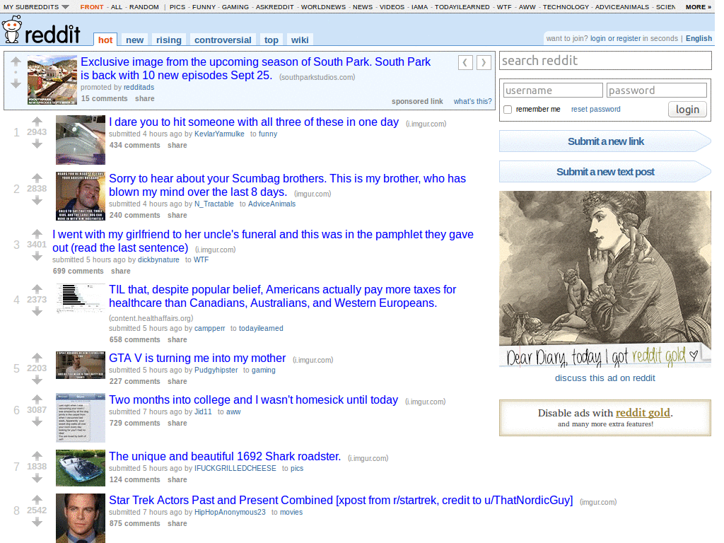 reddit - reponsive remove sidebar