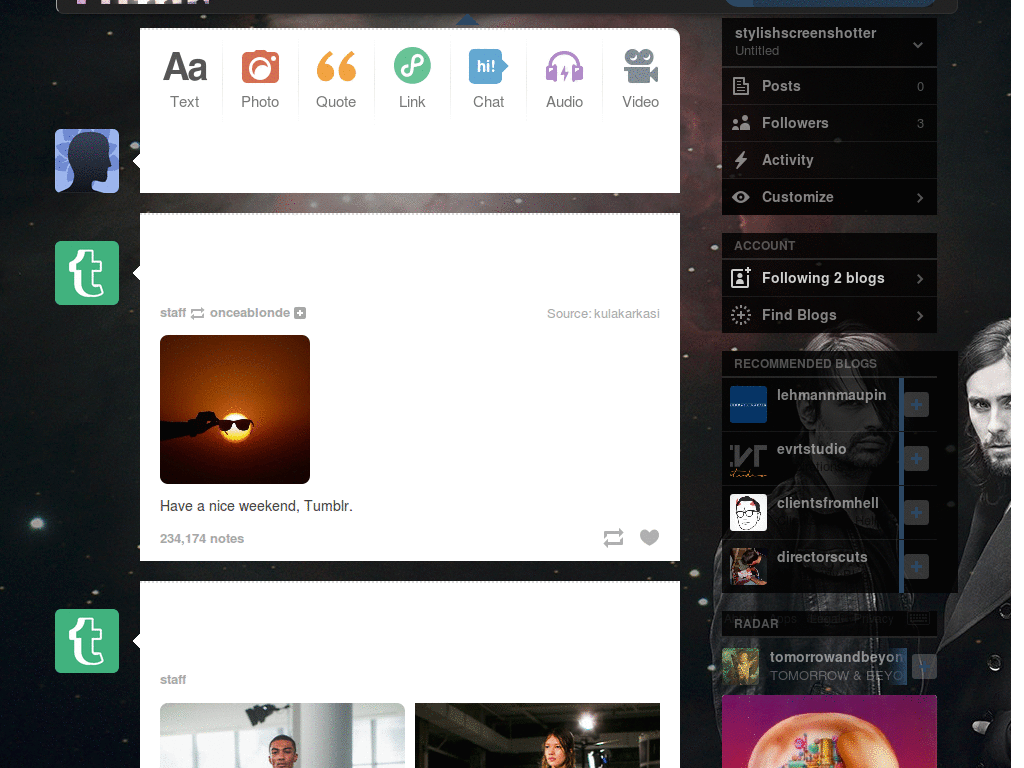 30 Seconds To Mars Tumblr Dashboard Theme