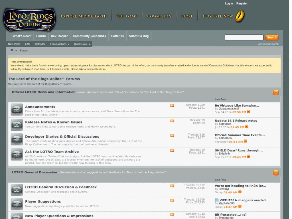 LOTRO forum 2013 - light theme