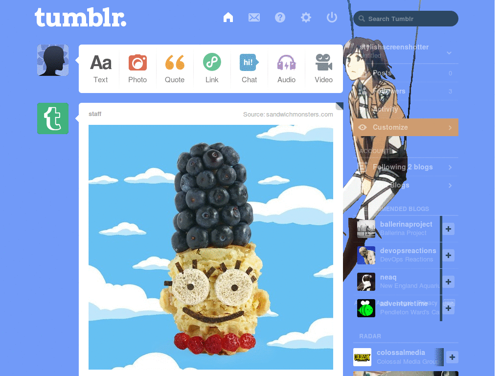 Sasha tumblr theme attack on titan