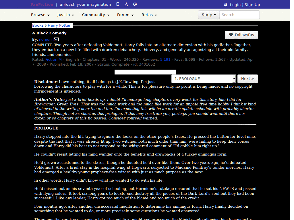 Fanfiction.net White on Black