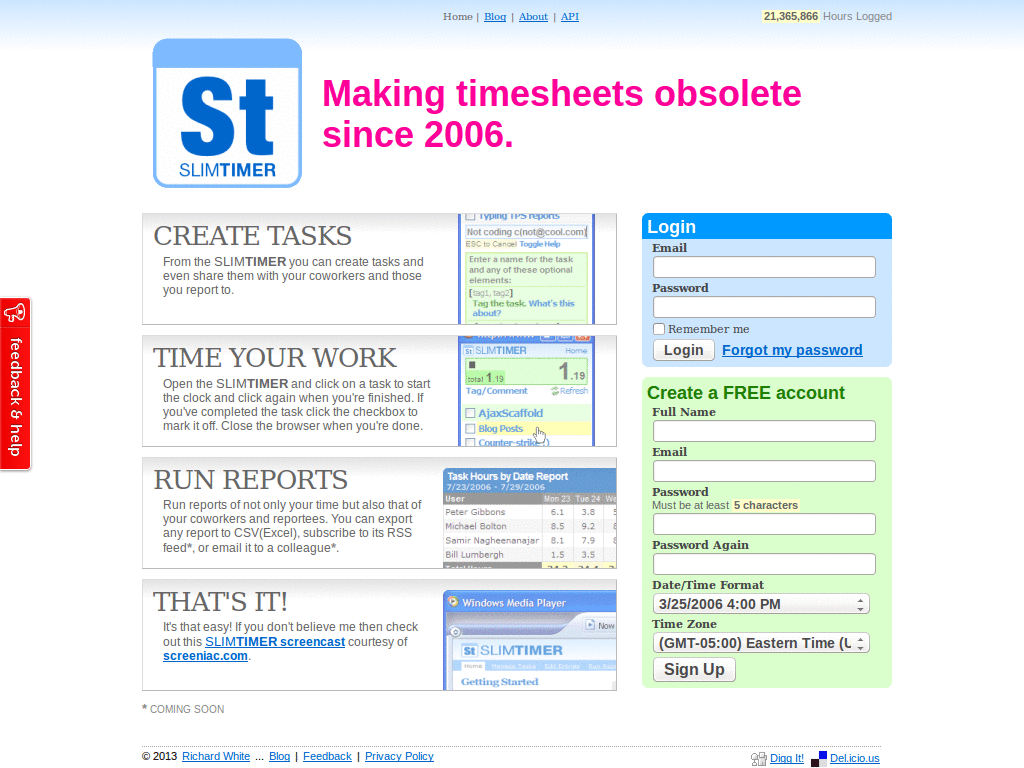SlimTimer - Remove right sidebar from edit page