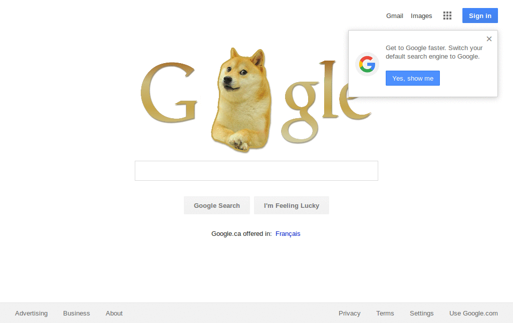 Doge as Google logo!  Wow!