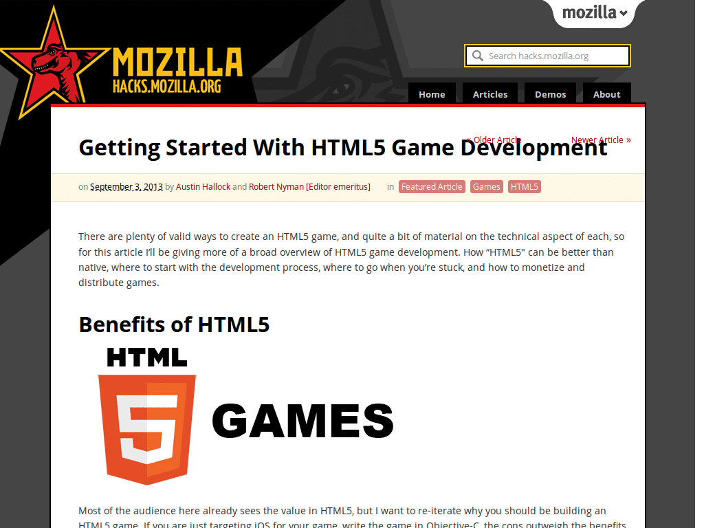 Mozilla Hacks - printable article