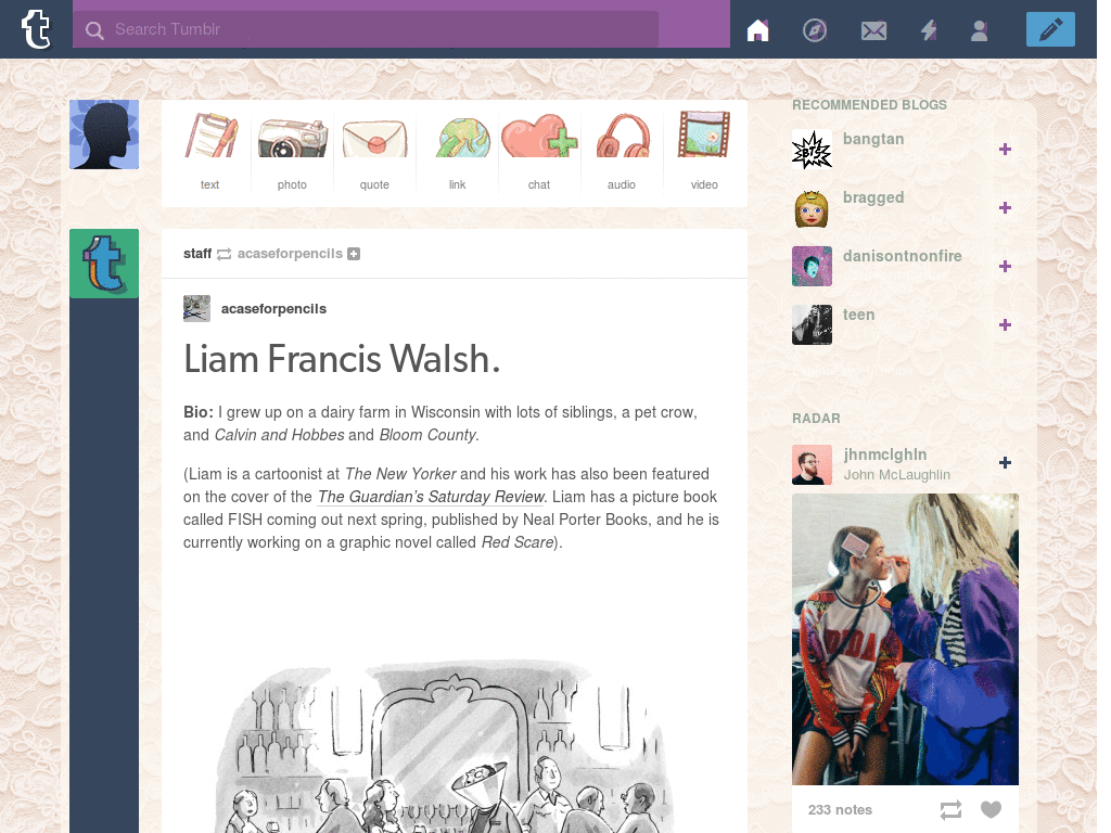 Doodle & lace [Tumblr dash theme]