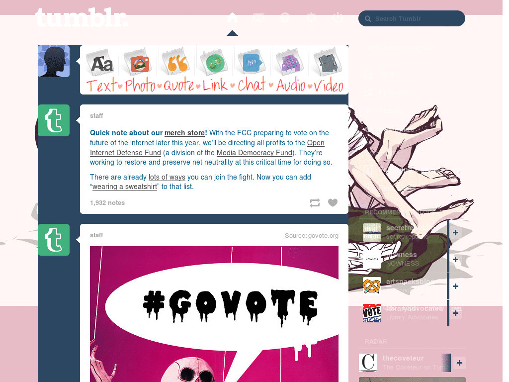 Rivetra Tumblr Dash Theme