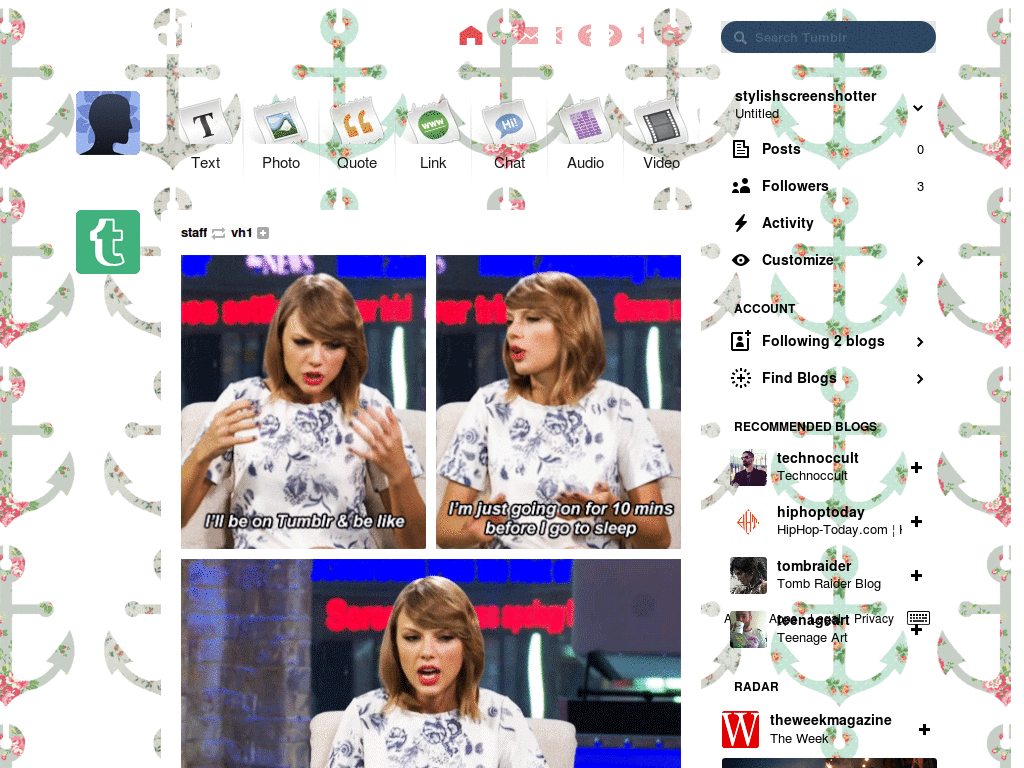 Floral anchors [Tumblr dash theme]