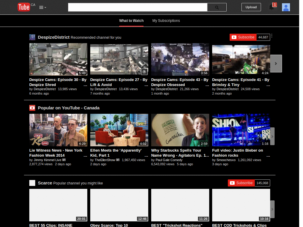 Dark grey redesign (Vc) w/Tab-Fix [YouTube]