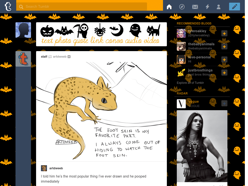 Halloweenie cleanup [Tumblr theme]