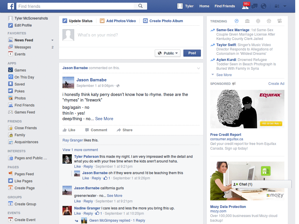 New Facebook' - White Background Wall Posts