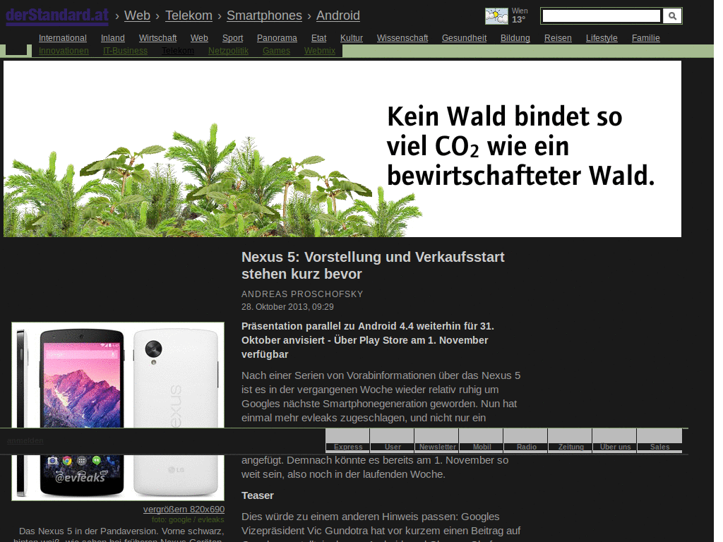 DerStandard.at centered/zentriert & optimized DARK