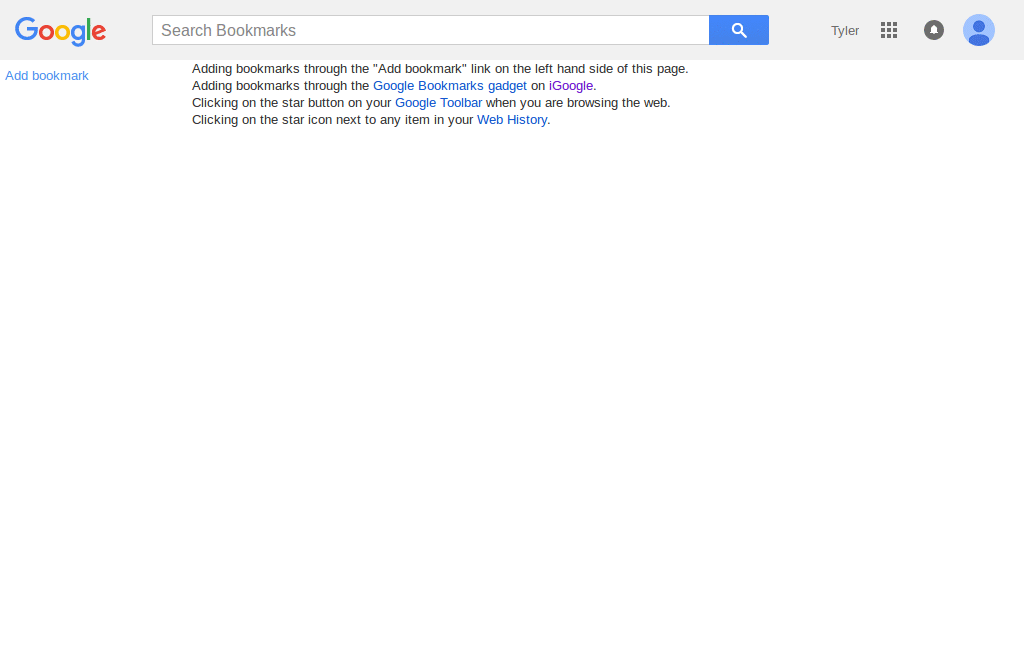 tiny google bookmarks
