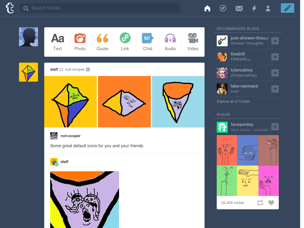 tumblr - Minimize own posts on dashboard