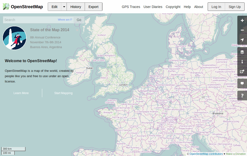 Gray/clear OSM header and search form