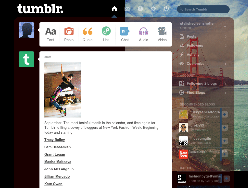 Paisagem tumblr dashboard
