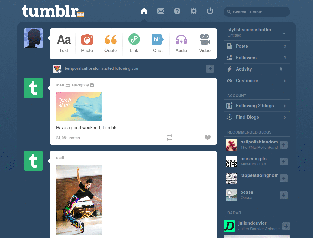 Tumblr Dashboard - Enlarge reblog button