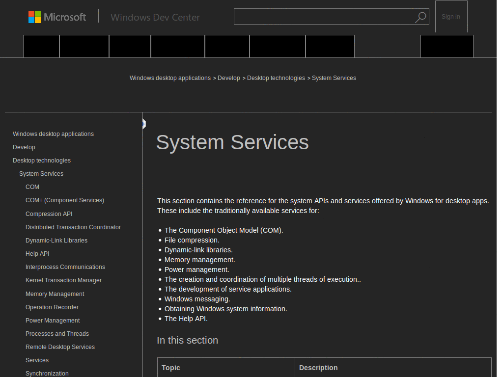 MSDN - Black Background Theme