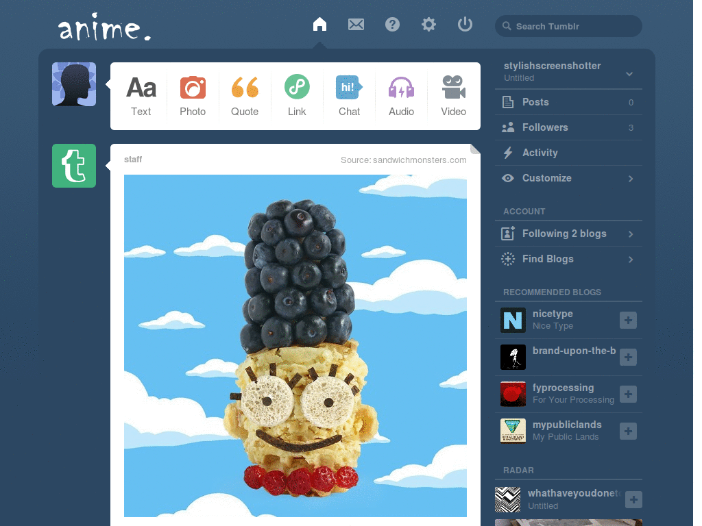 Anime Tumblr logo.