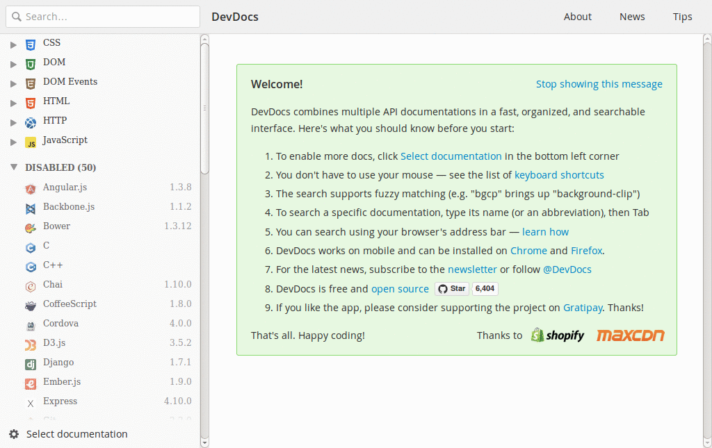DevDocs Tweaks