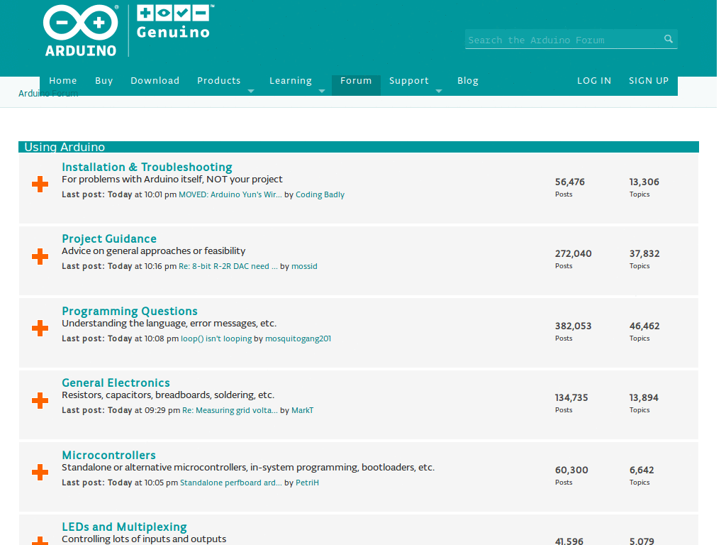 Arduino forum minimal (Simple Machines Forum)