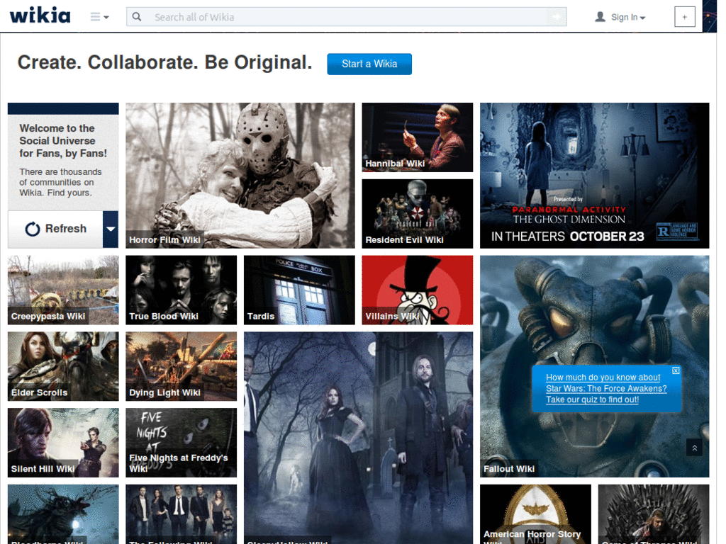 Wikia sites