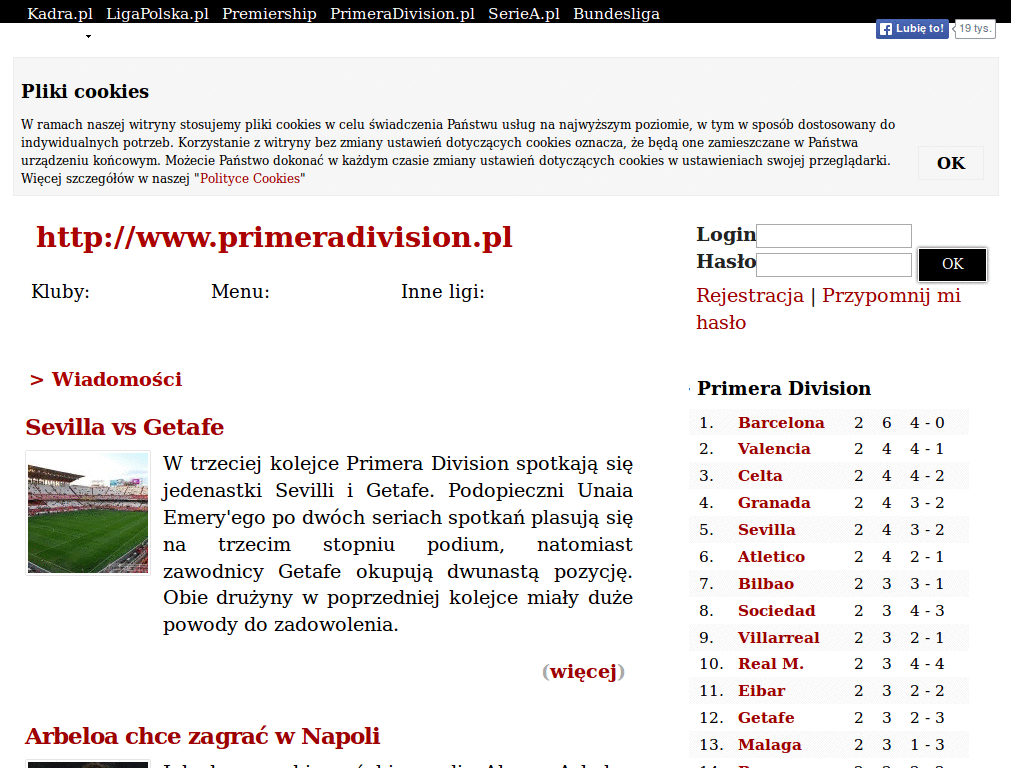 Duże litery primeradivision.pl