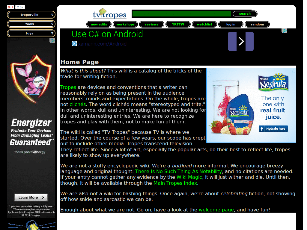 TV Tropes - Optimized, Black And Green