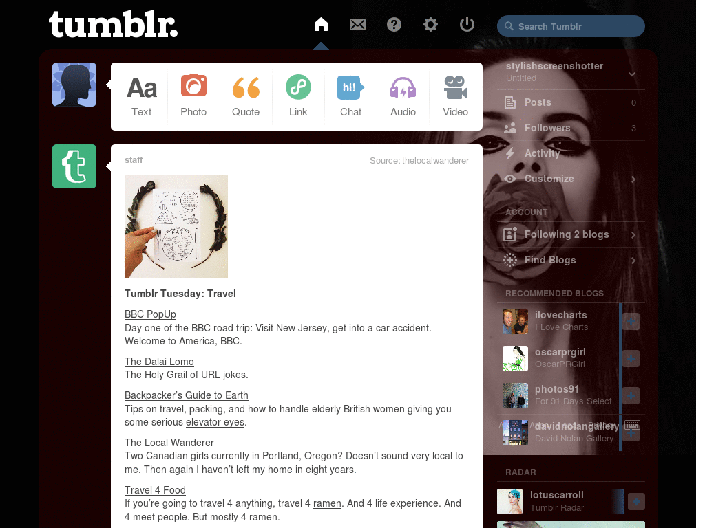 Lana Del Rey dashboard