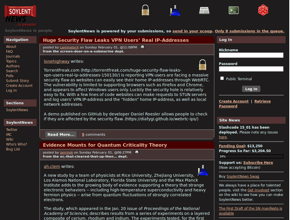 SoylentNews Dark old colour scheme