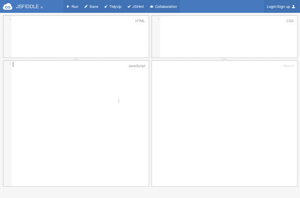 JSFiddle Hidden Sidebar