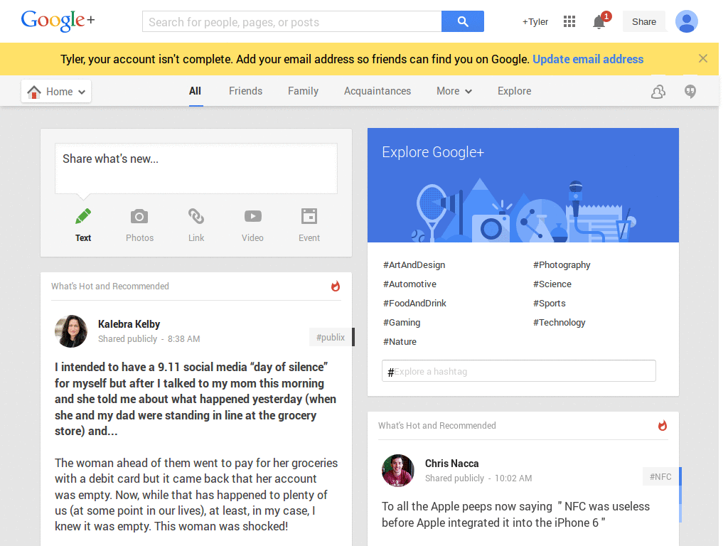 Google+ font size and 'show more...'