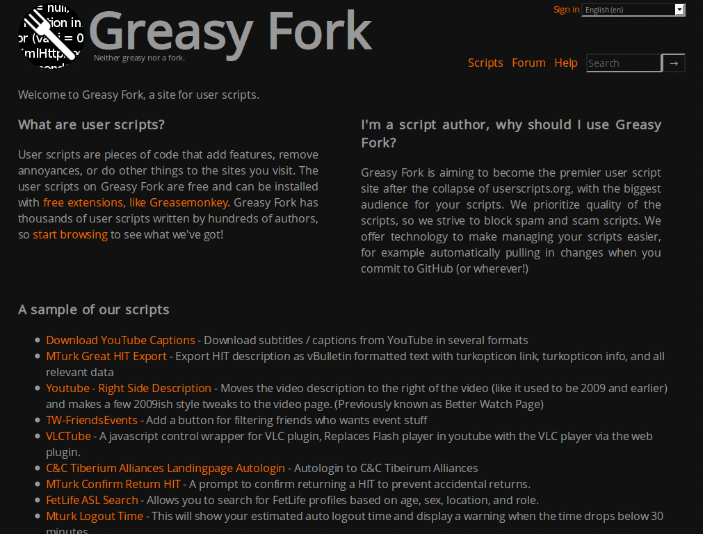 GreasyFork.org - Black & Orange [PocketAppZ]