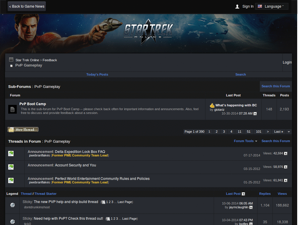 STO Forums with dynamic page width