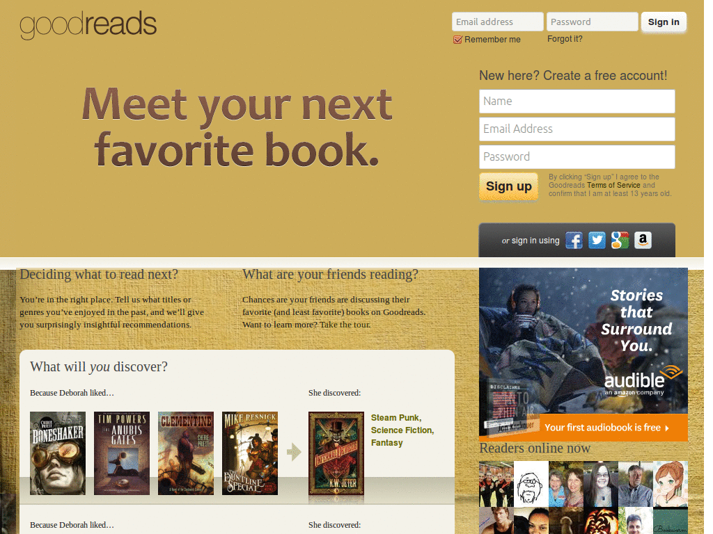 Goodreads with old paper background