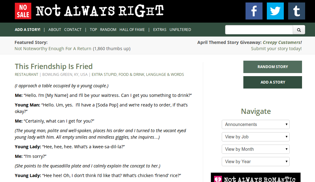Hide ad container on Not Always Right Network
