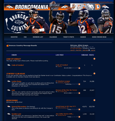 Broncomania Message Board Custom Blue