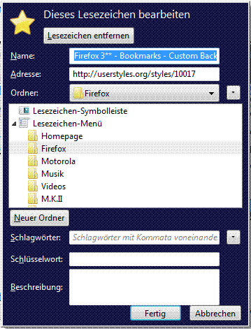 Firefox 3** Vista Dark Blue - Bookmark Panel