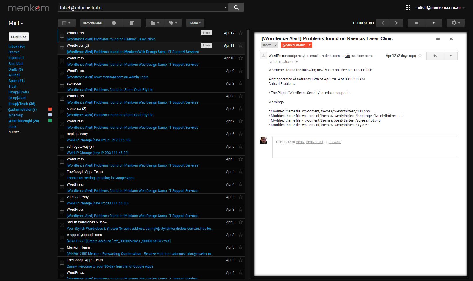 Android KitKat Inspired Gmail Theme