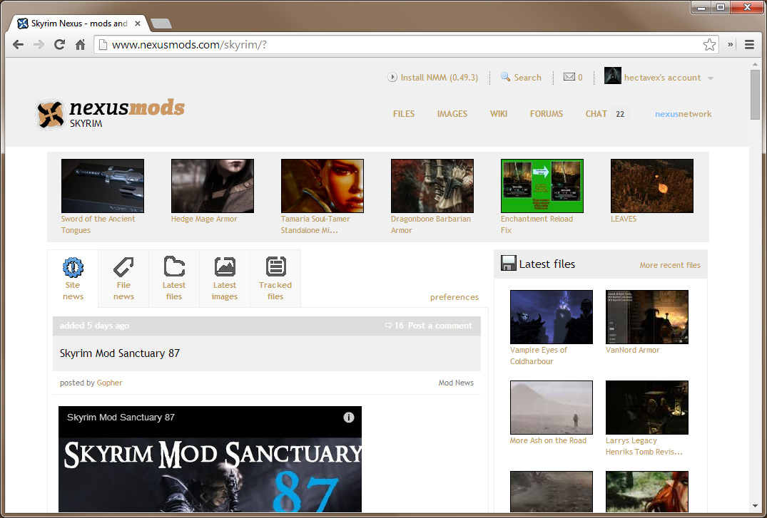NexusMods Skyrim Light Theme