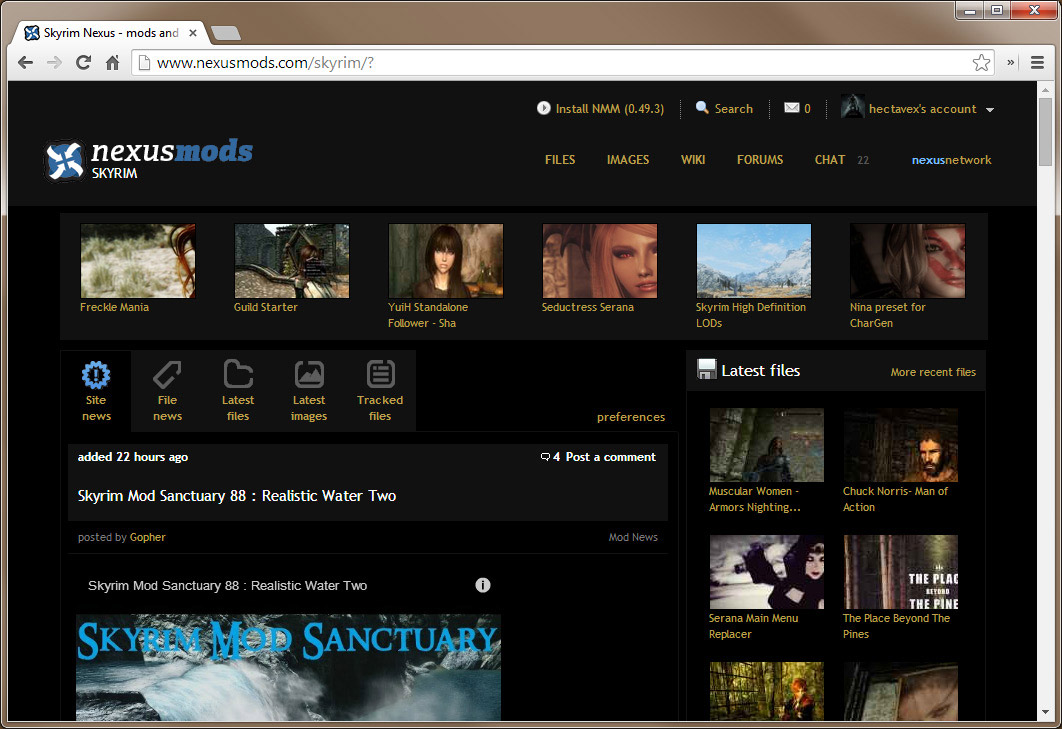 NexusMods Skyrim Dark Theme