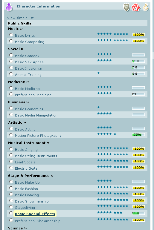 Popmundo - All Skills Visible