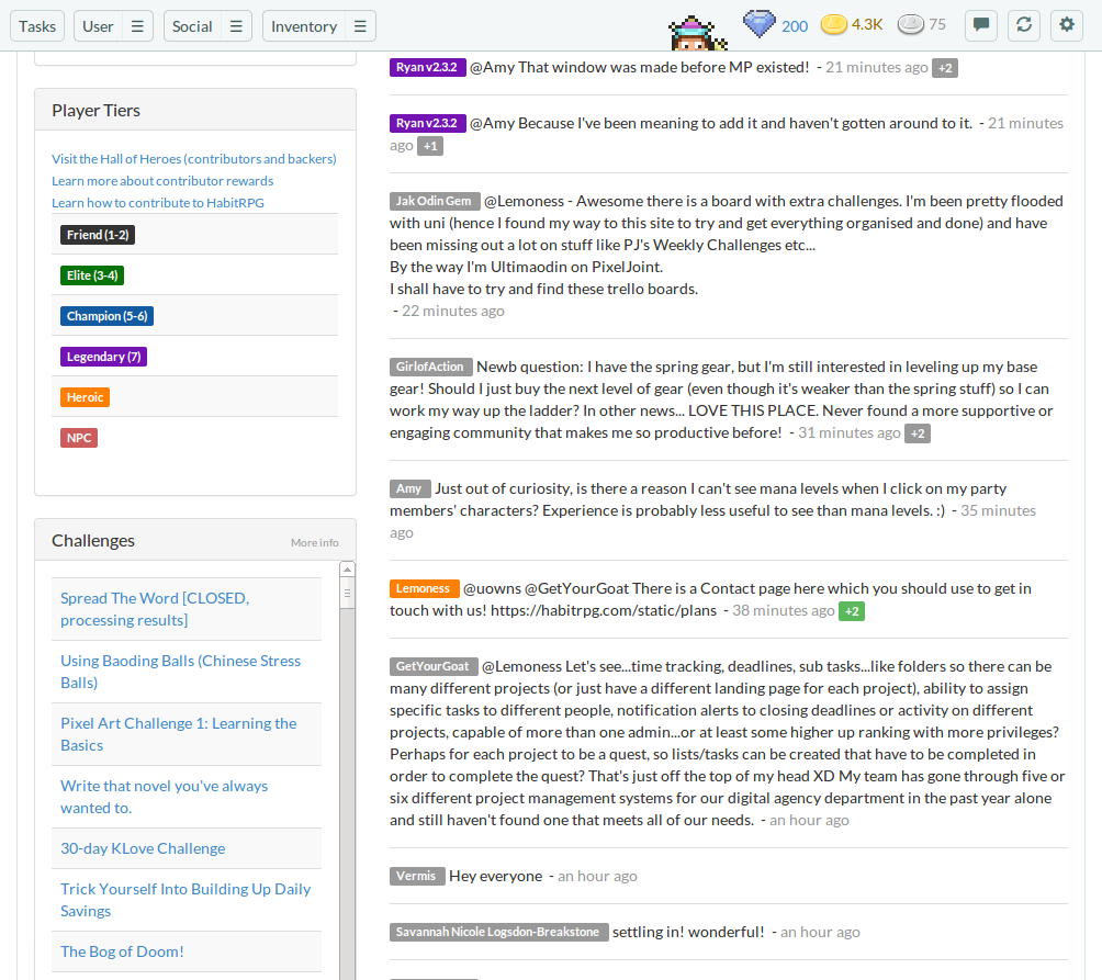 Unspool HabitRPG Chat messages
