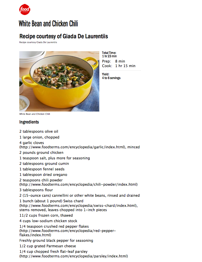 Print Recipes from FoodNetwork.com Without Links!