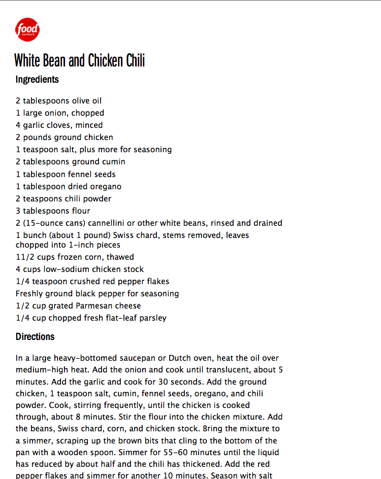 Remove Links & Pictures From FoodNetwork Recipes!
