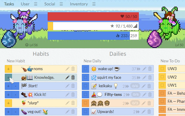 merfy's HabitRPG — Custom Compact Edition