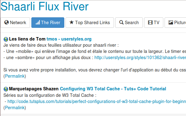 Shaarli River - mobile
