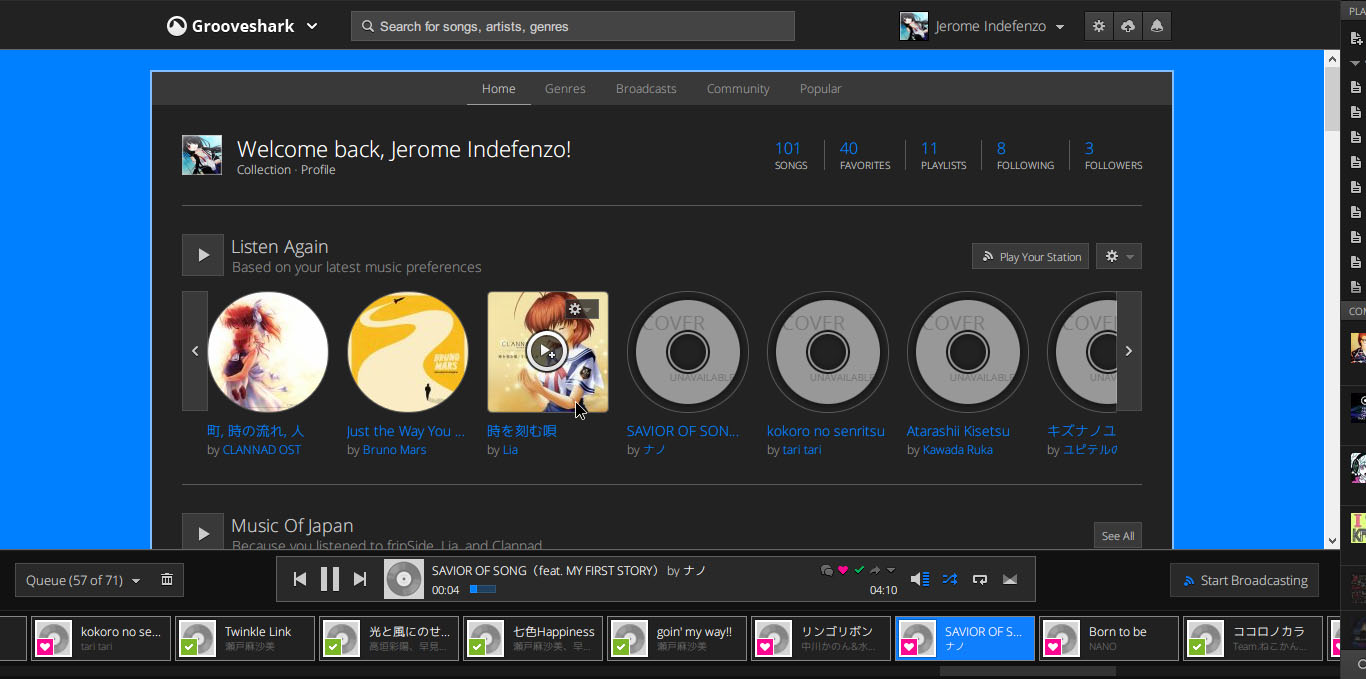 Grooveshark: Dark and Flat
