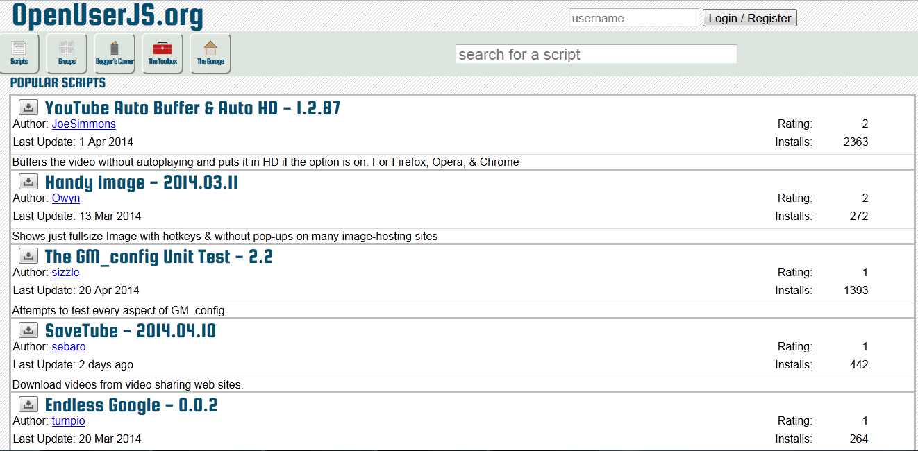 OpenUserJS.org Wide Table View